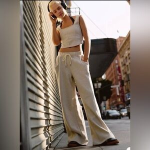 NWT Free People Movement For The Win Set cream. Track Pants & Crop Top Set